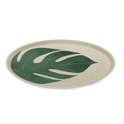 Koziol 4 Piece Connect Plate Set Monstera Leaf, Plastic, Nature Desert Sand, 25.5cm