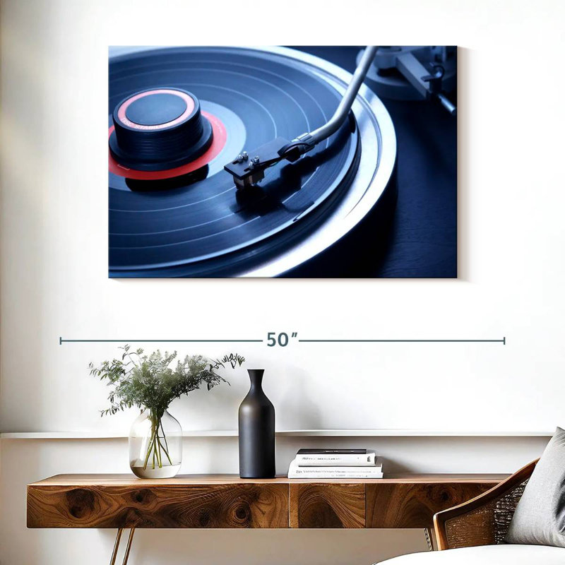 Abarca Blue Tinted Record Player, 26" H x 39" W
