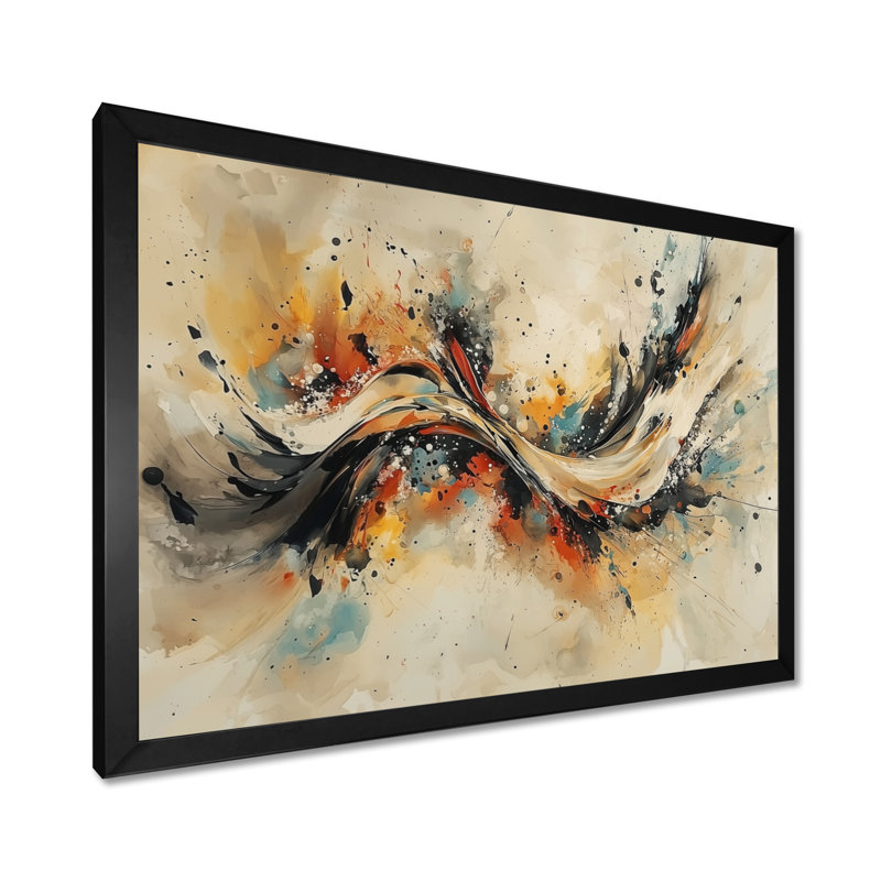 Nykhia - Abstract Wall Art, Cadre simple, Noir, H 12 po x l 20 po