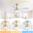52" 5-ABS Blade Ceiling Fan With Led Light and Remote Control, DC, Silent, Forward and reverse(Gold&White)-1725503400