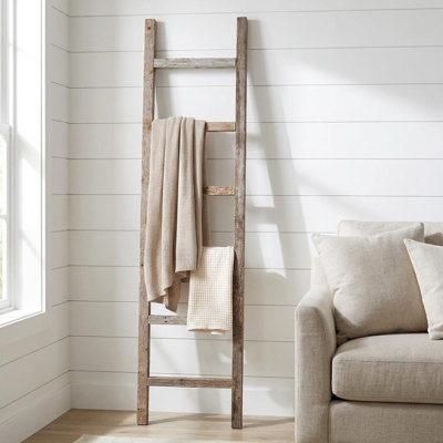Orla Rustic Step Wood Ladder Shelf