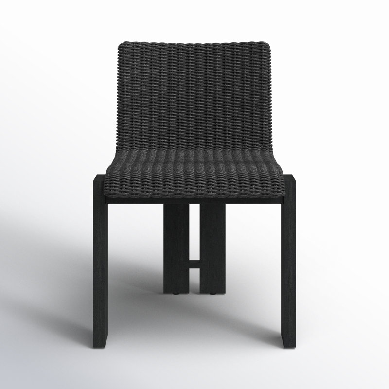 Padme Outdoor Teak Dining Side Chair, Stained Black
