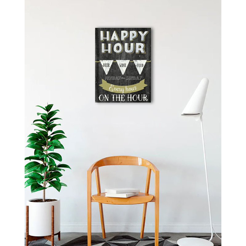 «Happy Hour is Every Hour on the Hour» par Marilu Windvand - reproduction d'art textuel sur toile tendue