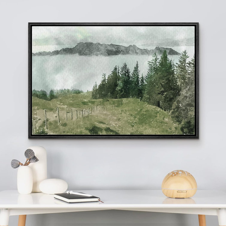 Wall26 Framed Canvas Print Wall Art Green Pine Tree Forest Landscape Nature Wilderness Illustrations Fine Art Farmhouse/Country Decorative Rustic for