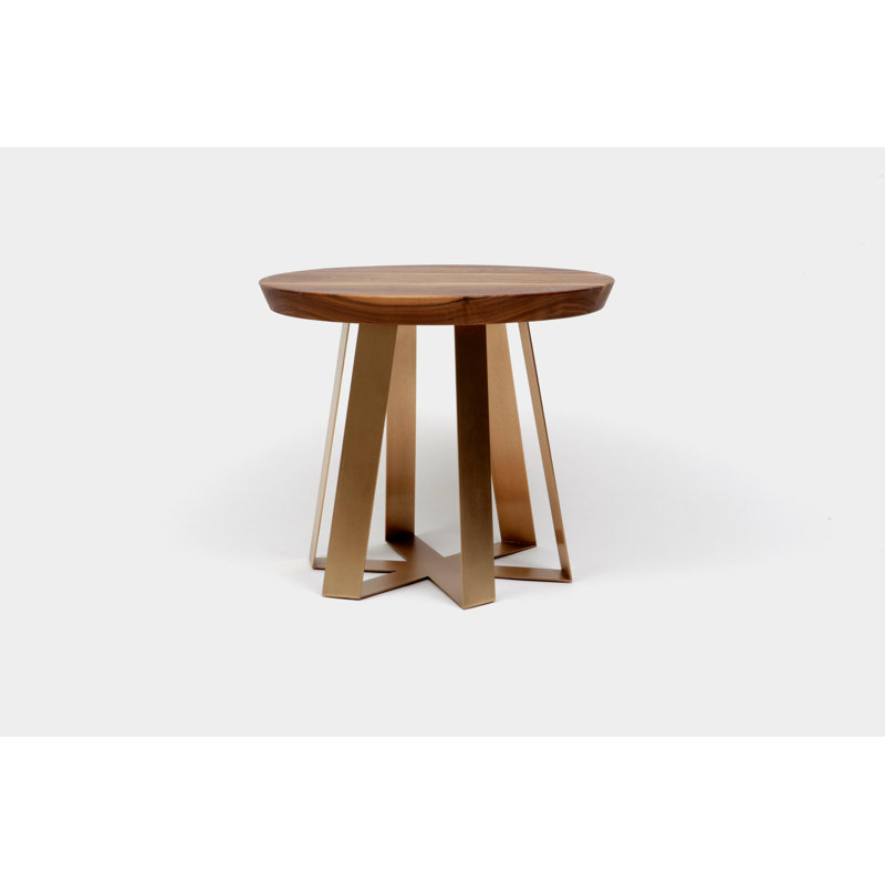 ARS Solid Wood End Table, Black, Walnut