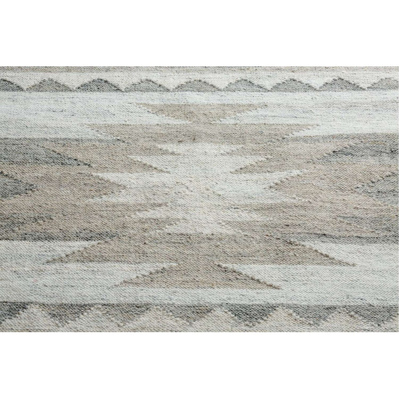 Tissu tissé à la main recyclé Southwestern P.E.T. Tapis gris, Rectangle 4 pi x 6 pi