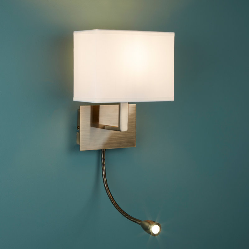 Waltham Mild Steel LED Armed Sconce, Antique Brass
