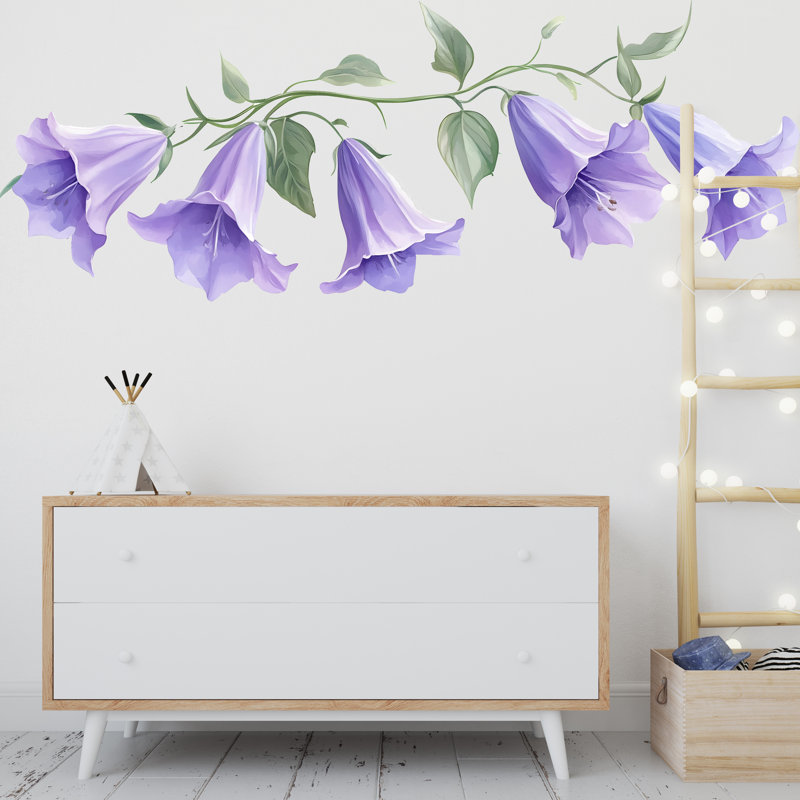 Aquarelle fleur autocollant mural mauve floral Art mural botanique autocollant pépinière grand vinyle autocollant 221GM