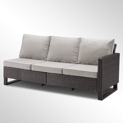 Ingvald 71.45" Wide Outdoor Wicker/Rattan U-Shaped Patio Sectional With Cushions