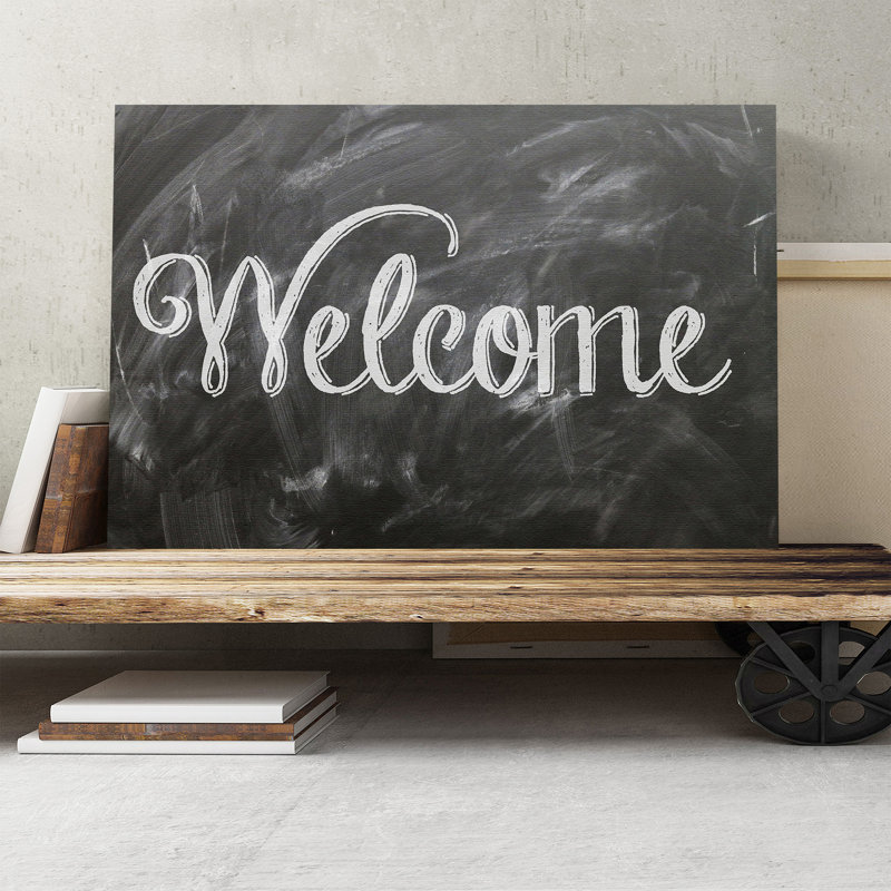 Welcome Sign Chalk Board - Wrapped Canvas, 40cm H x 60cm W