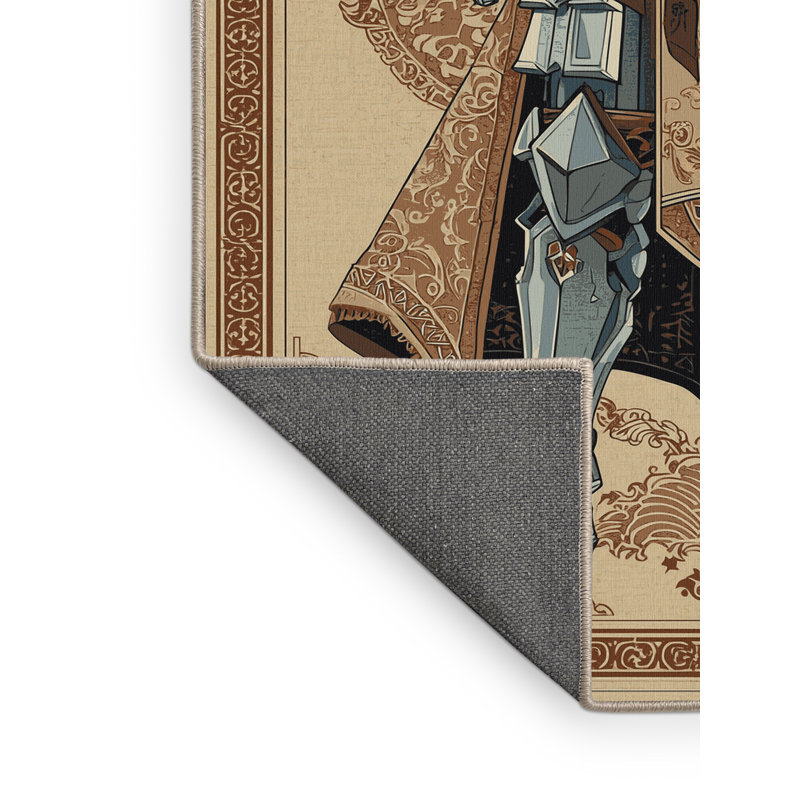 Soft Plush Barreto Ice Armor Warrior Classic Oriental Area Rug in Brown – Beige Binding, 7x10