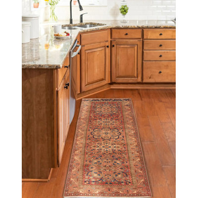 Tapis rouge unique noué à la main de conception unique 3 pi 10 po x 10 pi 3 po Antalya