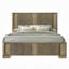 Très grand lit de style transitionnel avec tête de lit à DEL, finition chêne antique et panneaux de roseaux pour les chambres élégantes et modernes-879179643