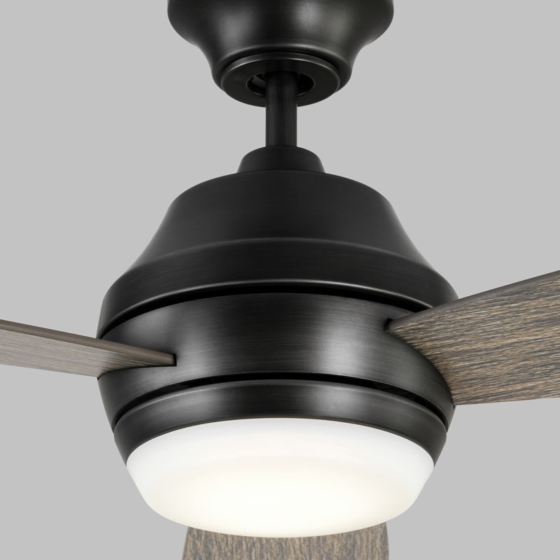 Rivers 52'' 3 Blade Ceiling Fan with LED Light Kit, Light Gray Weathered Oak, Aged Pewter