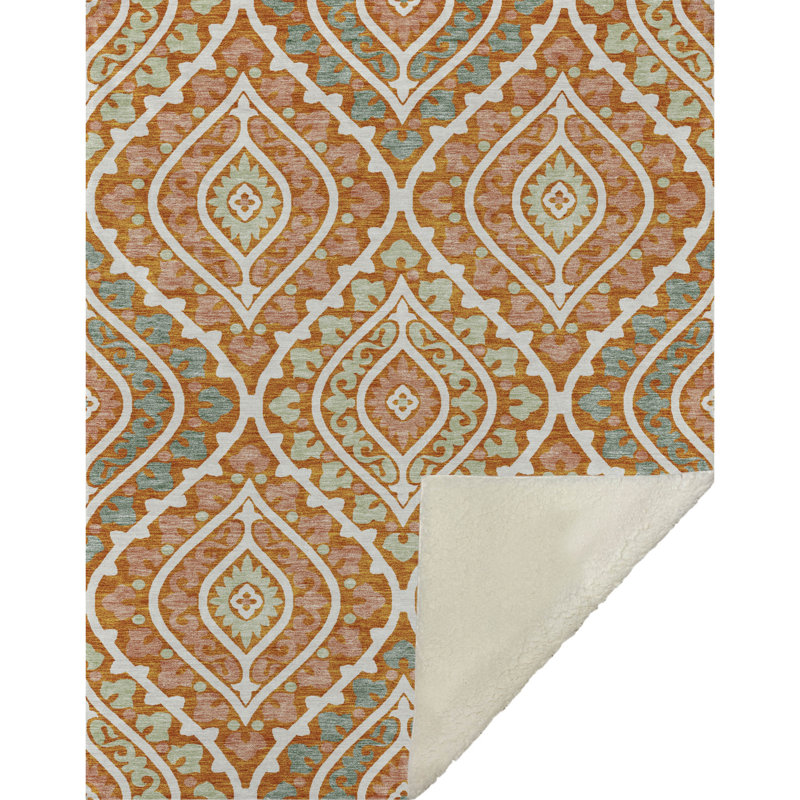 Jeté en laine Sherpa ASB761 Addison, Orange