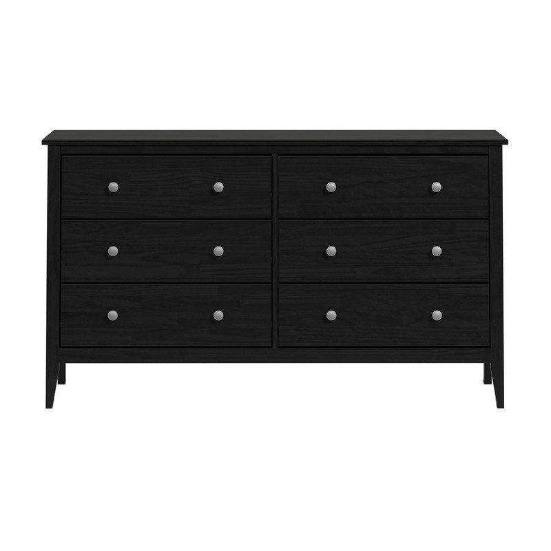  Commode 6 tiroirs en bois massif - Noir
