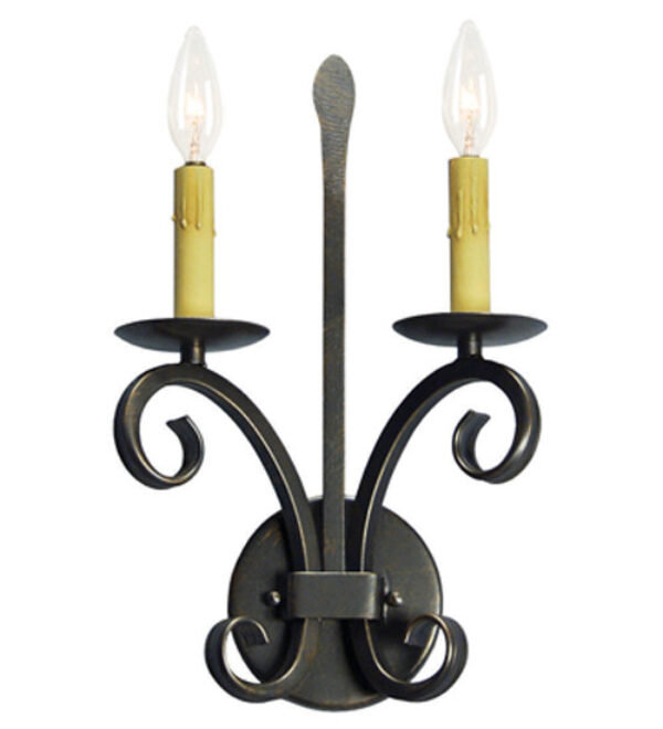 Valetta Candle Wall Light, Antique Iron Gate, Black Hexagon