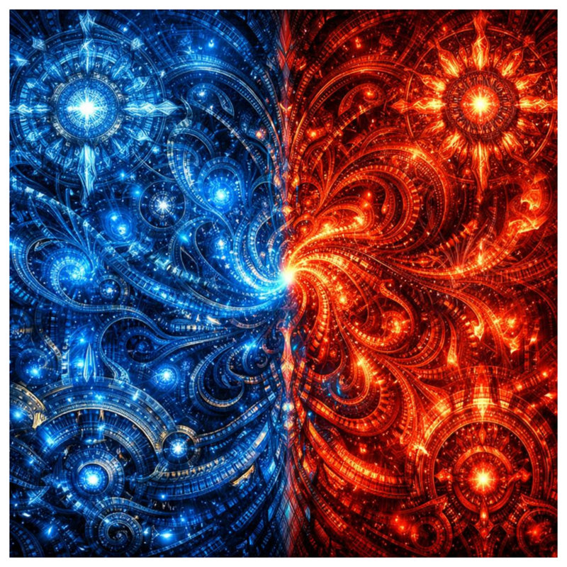 Tapisserie murale «Fractals» - bleu et rouge, 68in H x80in W with 4 Grommets