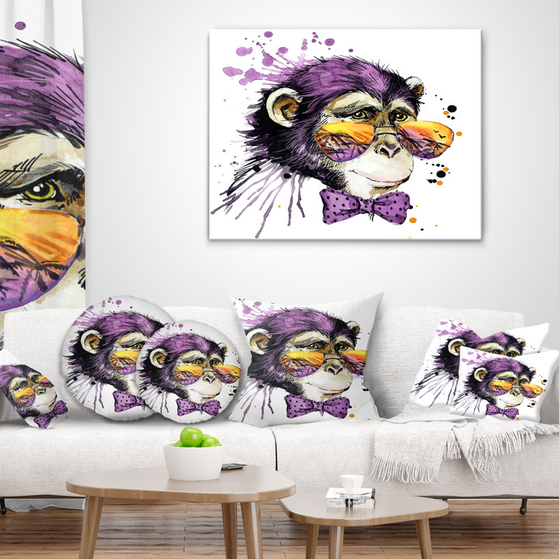 Coussin Cool Monkey - imprimé animal, Rectangulaire, 12 po x 20 po