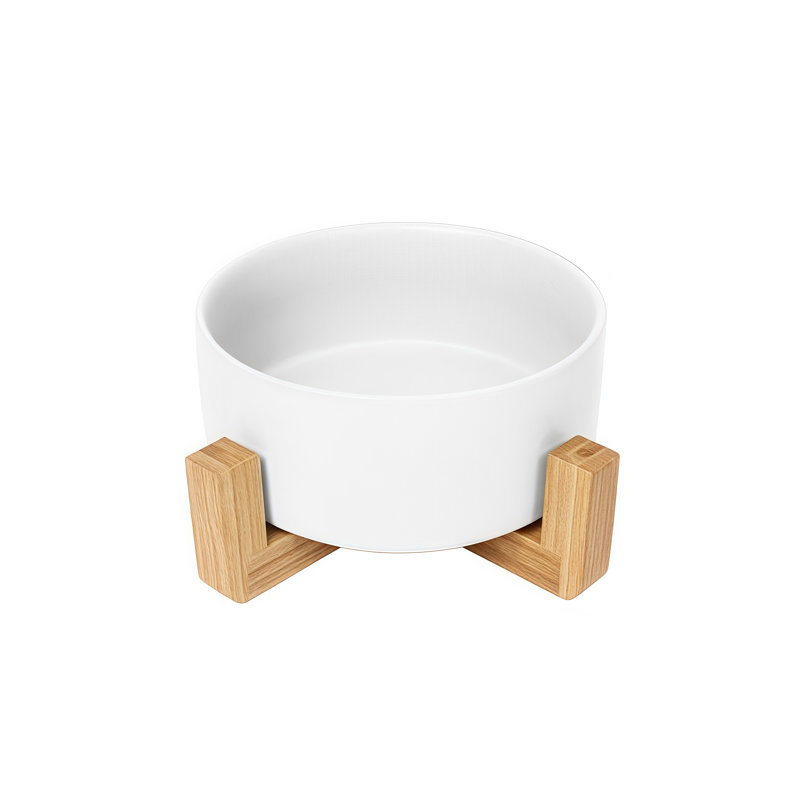 Bols en céramique pour chat avec support en bambou, bols anti-basculement pour animaux de compagnie et eau pour petits et moyens chats et chiens, convient aux moustaches, va au lave-vaisselle, plusieurs couleurs et tailles
