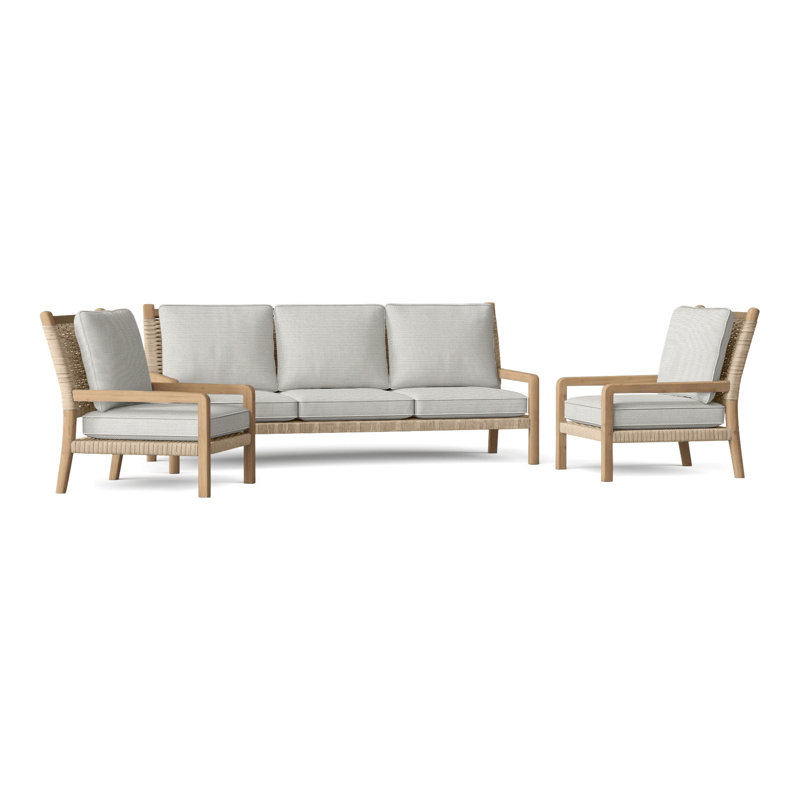 Hudson Outdoor 3 - Piece Conversation Set, Sailcloth Seagull, Hudson Natural Cord