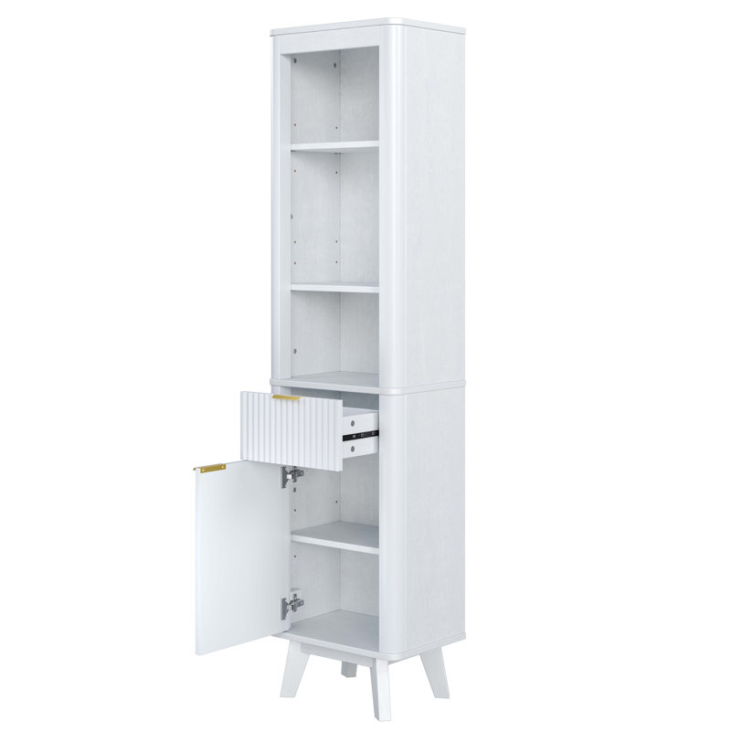 Armoire de rangement de 68 po de hauteur avec tablettes réglables et tiroir, Blanc
