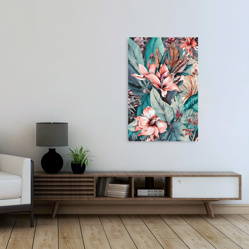 Art floral abstrait tropical, H 48 po x l 32 po