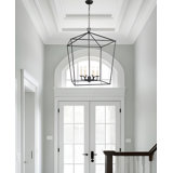 6 - Light Lantern Geometric Black Pendant Light