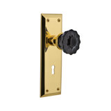 New York Plate with Decorative Keyhole and Crystal Black Door Knob
