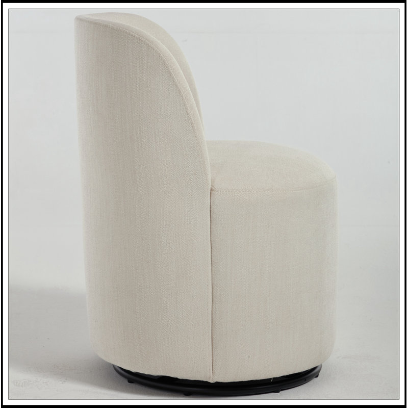 Fauteuil demi-tonneau pivotant rembourré avec coussin moelleux, Beige