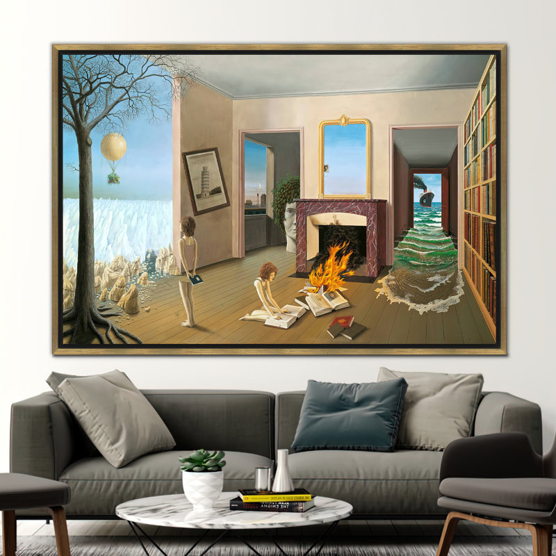 Reproduction d'art abstrait surréel sur toile, "Reproduction d'une célèbre fille solitaire", H 37 po x l 61 po