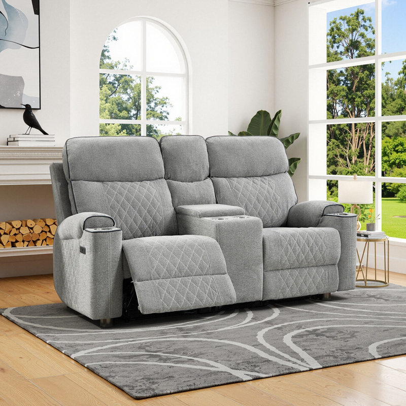 Causeuse inclinable électrique 75,5 po avec console centrale et rangement