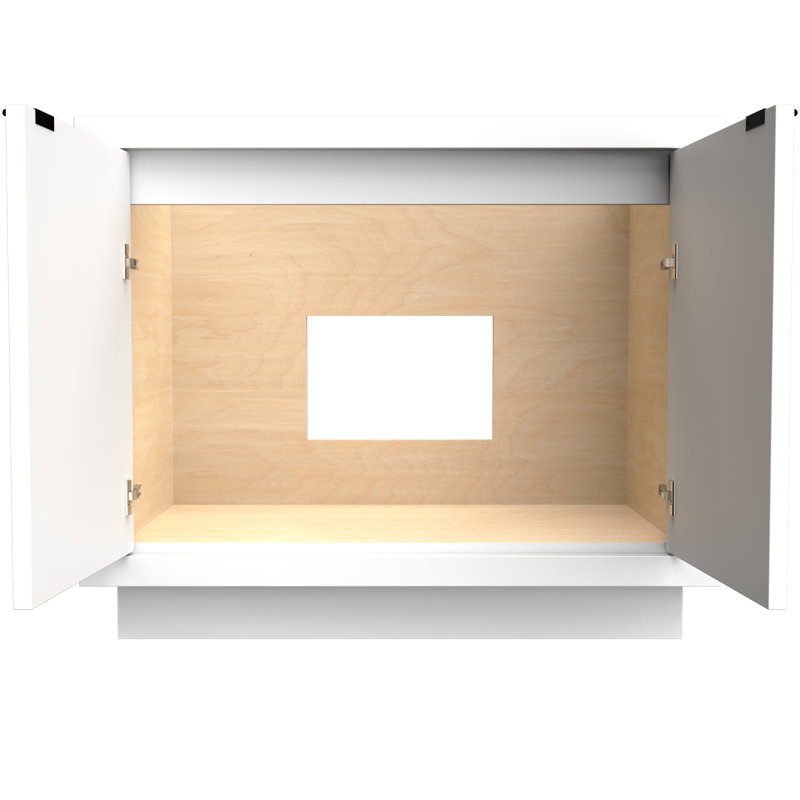 Meuble-lavabo simple Lecrieu, Blanc pur, Noir mat, 42"