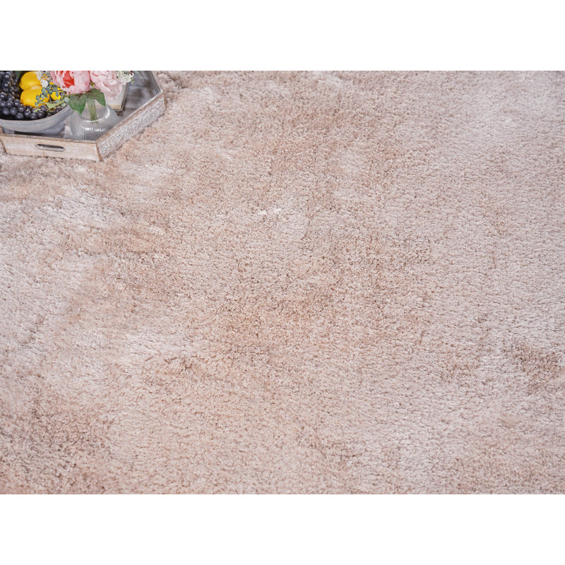 Exquisite Rugs Sumo Shag Handmade Handloomed Polyester/Microfiber Pink Area Rug, Rectangle 5' x 8'