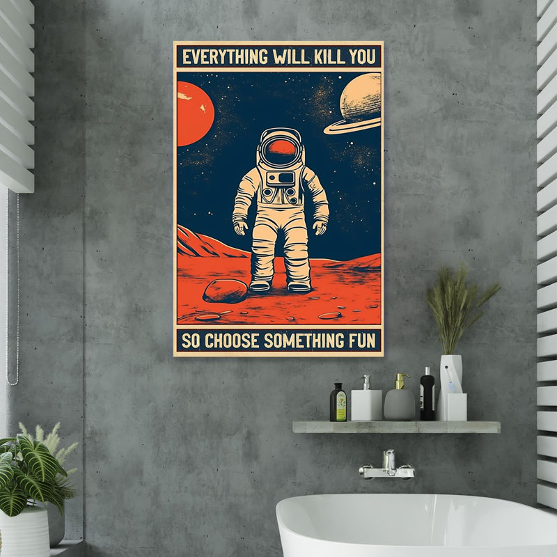 Astronaut So So Quelque chose amusant - impression sur toile tendue, L 24 po x H 36 po