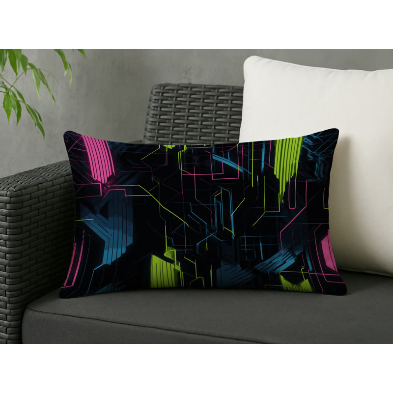 Coussin décoratif intérieur et extérieur Glitch Pulse, Rectangle 18"H x 25"W