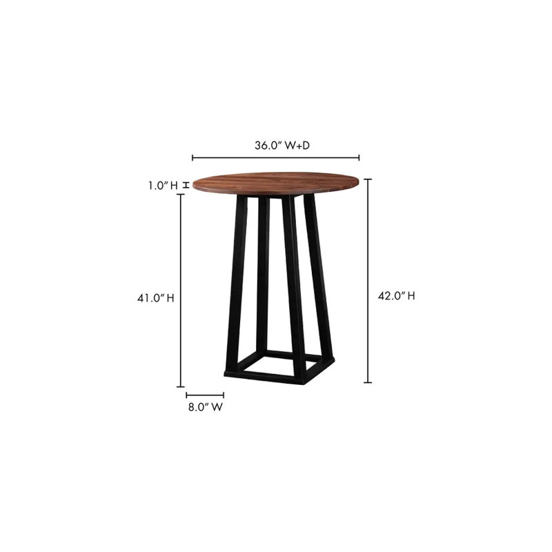 Tri-Mesa Round Walnut Wood Dining Table