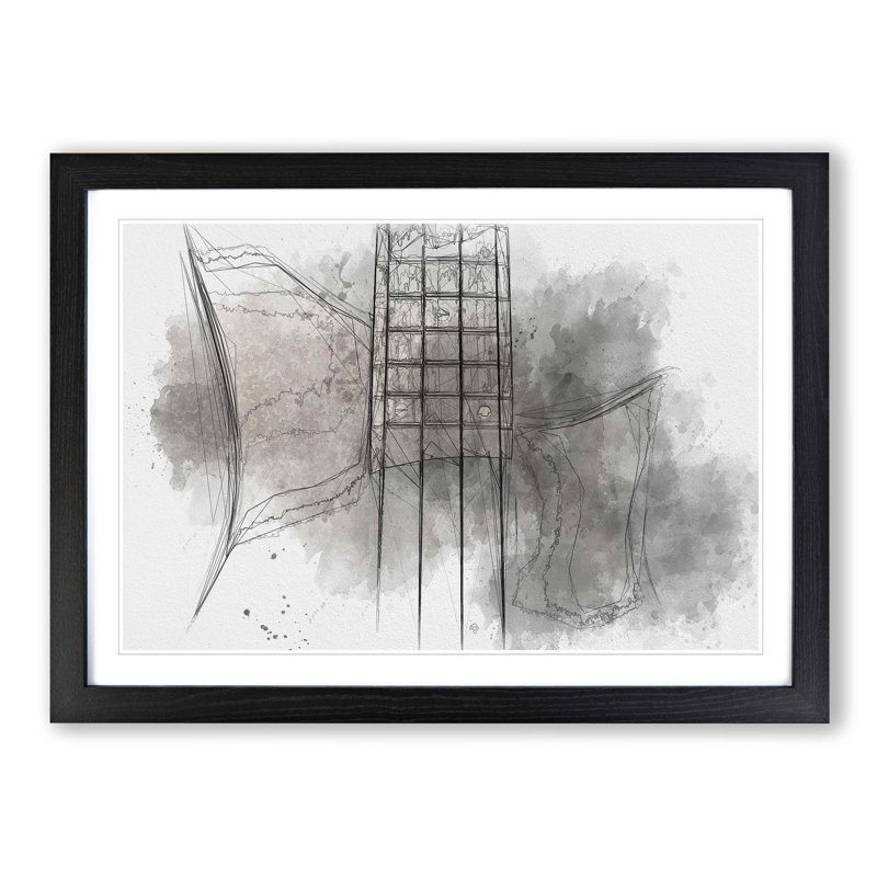 Top of a Black Bass Guitar in Abstract - Picture Frame Graphic Art Print, 50cm H x 76cm W x 2cm D, Black