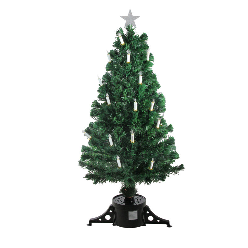 Arbre de Noël artificiel à fibre optique 4 'avec bougies - multi lumières