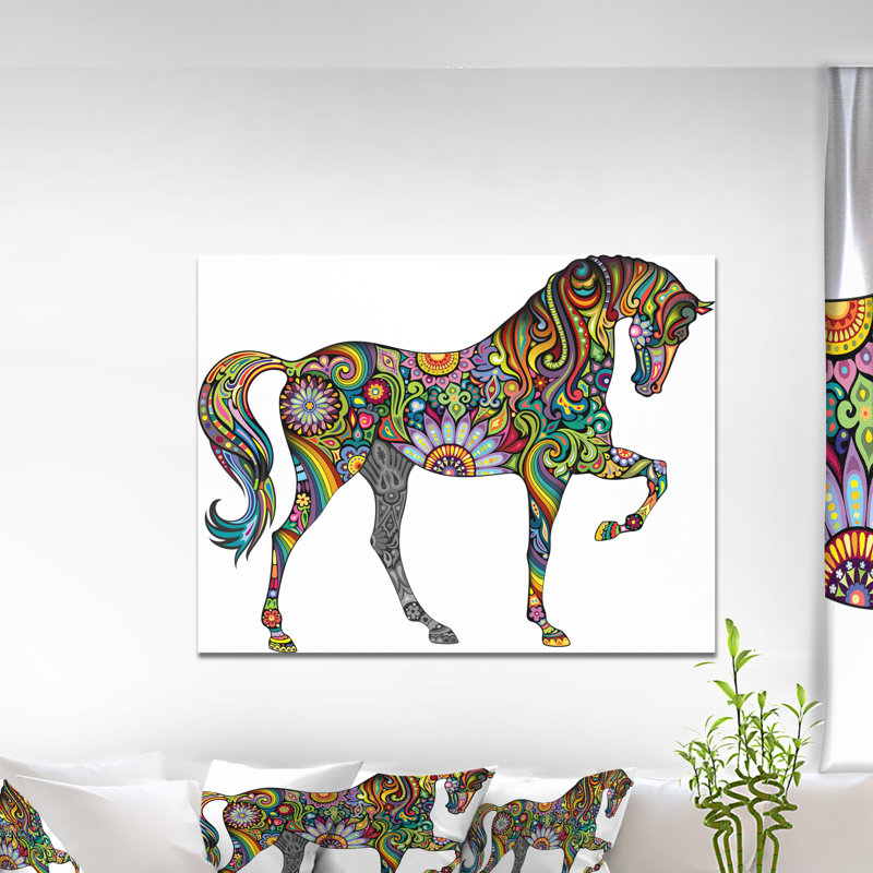 « joyeuse cheval », impression, H 23 po x l 23 po x P 1 po, Métal
