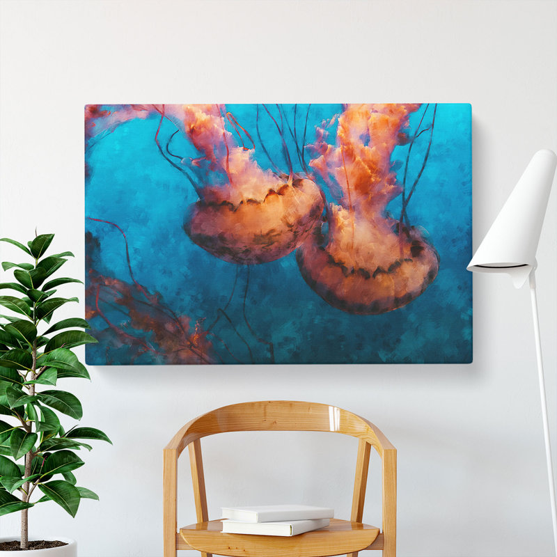 Pink Jellyfish Abstract - Wrapped Canvas, 35cm H x 50cm W x 3cm D