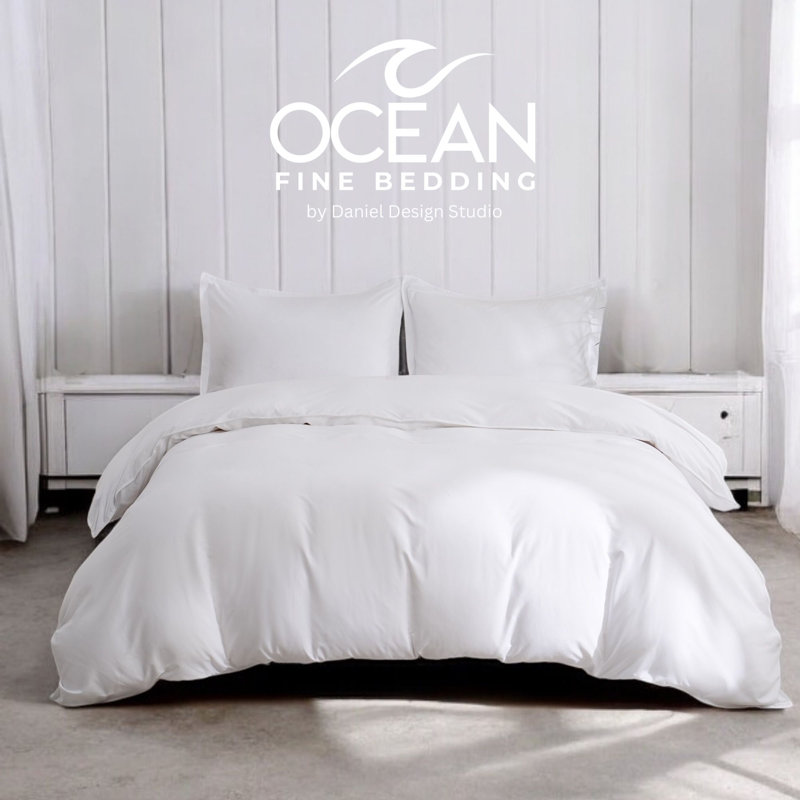 OCEAN FINE BEDDING Duvet Cover, White, Twin Duvet Cover + 1 Queen Sham