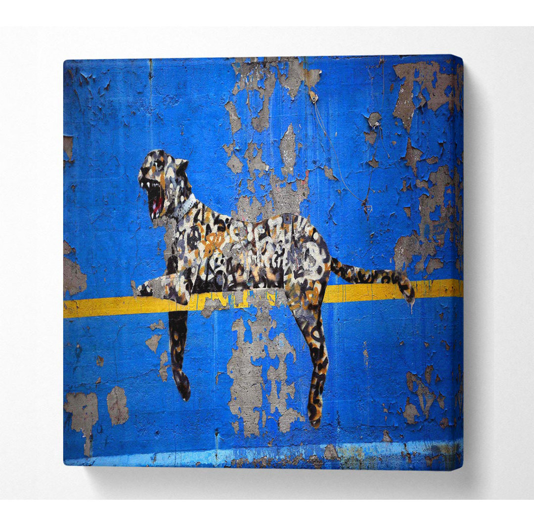 Meggan Blue Leopard - Kunstdrucke auf Segeltuch