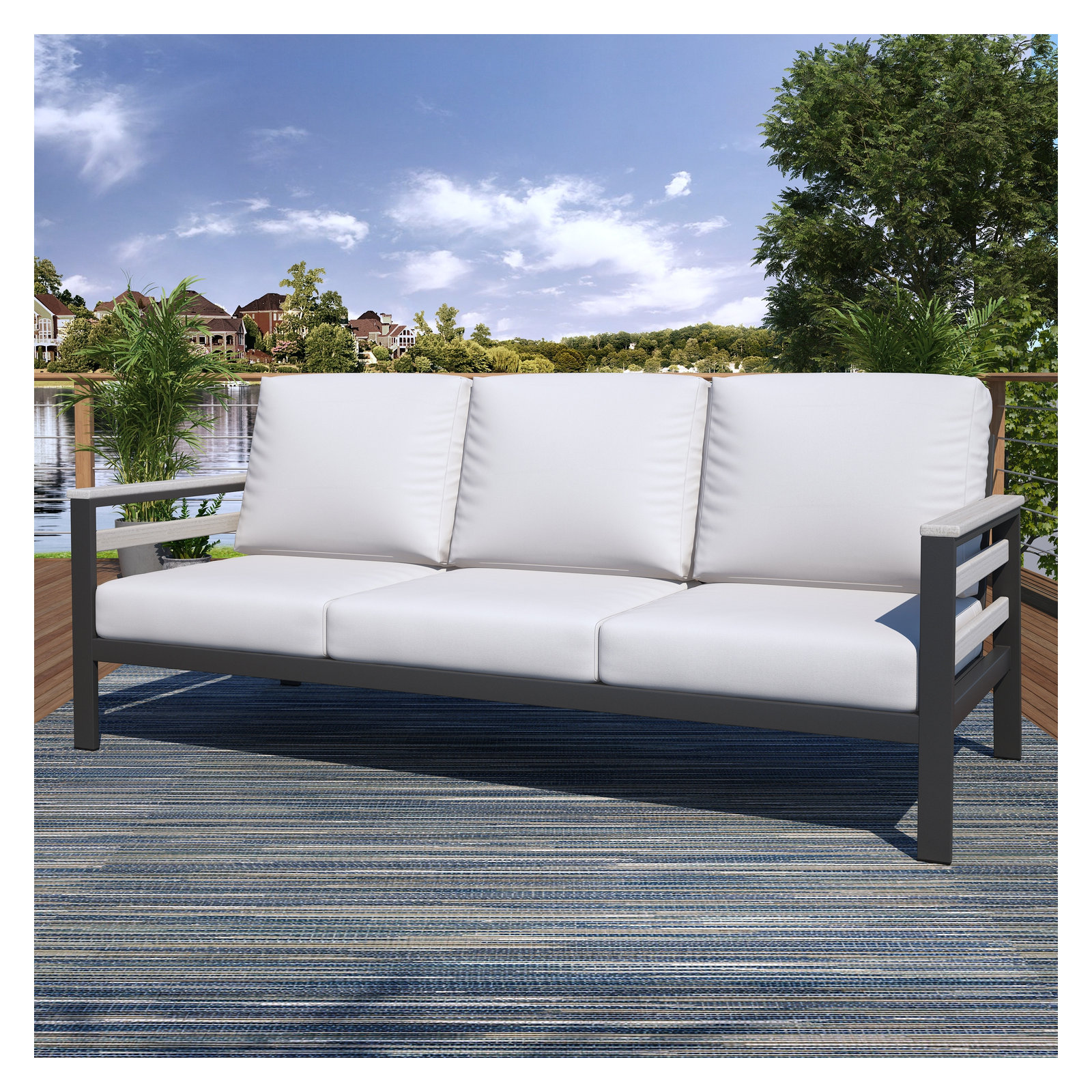 Townsend - Person Patio Conversation Set with Cushions, Sunbrella Canvas Natural