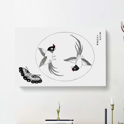 Two Birds & Butterfly by Taguchi Tomoki - Wrapped Canvas Painting