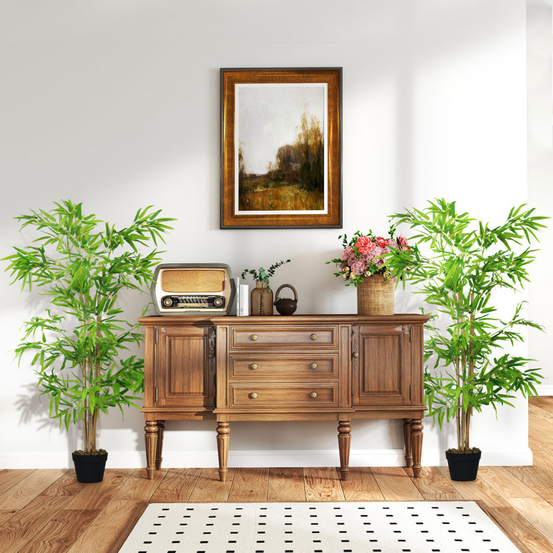 Ensemble de 2 fausses plantes décoratives en pot artificiel en bambou