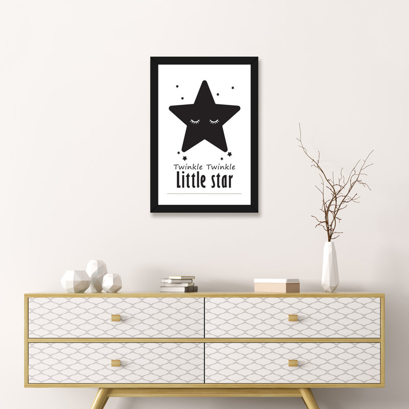 Twinkle Little Star - impression d'art graphique, H 24 po x l 16 po x P 1 po, Papier encadré noir, Blanc