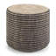 18" Black and Natural Jute Round Pouf Ottoman