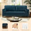 Canapé en cuir de style classique, similicuir respirant avec coussin de siège capitonné, pieds en bois massif pour le salon, bleu marine-133232854-133232857