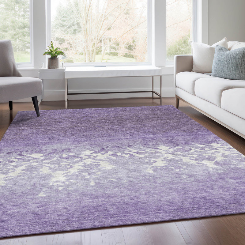 Machine Washable Indoor/Outdoor Xhevrie Purple Rug, Rectangle 8' x 10'